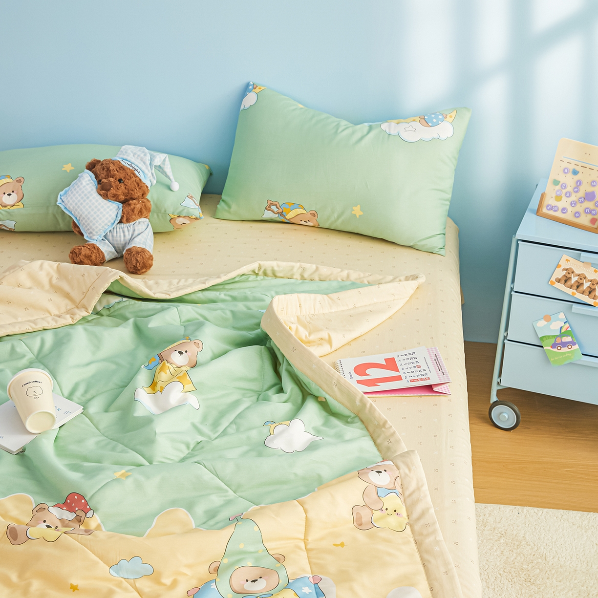 91家纺网 家纺一手货源 找家纺 尊妙被业 2026年新款全棉纯棉印花100%棉花夏被四件套被子被芯-卡通风 冰淇淋派对