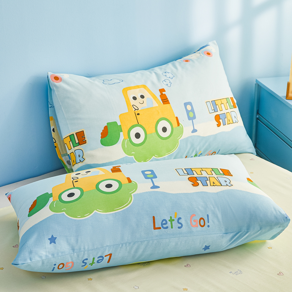 91家纺网 家纺一手货源 找家纺 尊妙被业 2026年新款全棉纯棉印花100%棉花夏被四件套被子被芯-卡通风 云朵车行