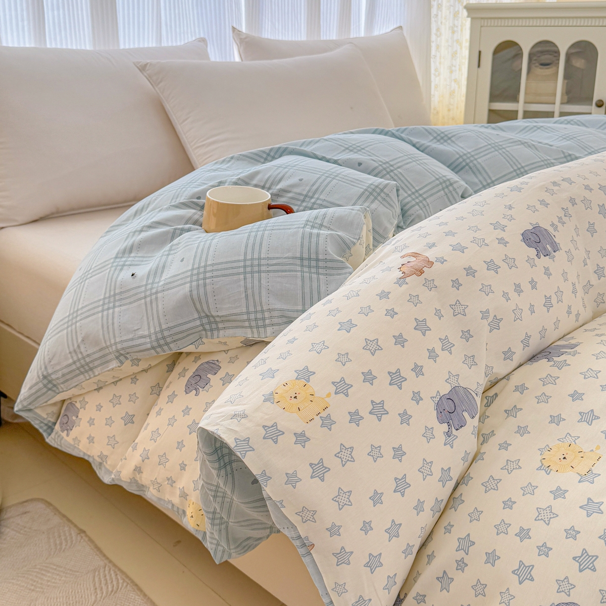 安逸家纺 2026新款全棉纯棉印花12868系列-被套单件单被套 蓝星动物园