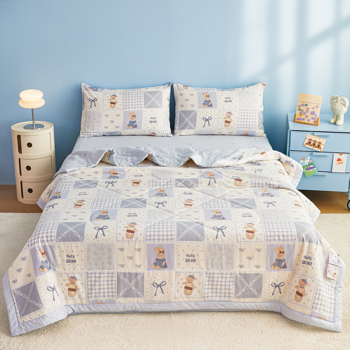 91家纺网 家纺一手货源 找家纺 尊妙被业 2026年新款全棉纯棉印花100%棉花夏被四件套被子被芯-卡通风 海浪摇篮