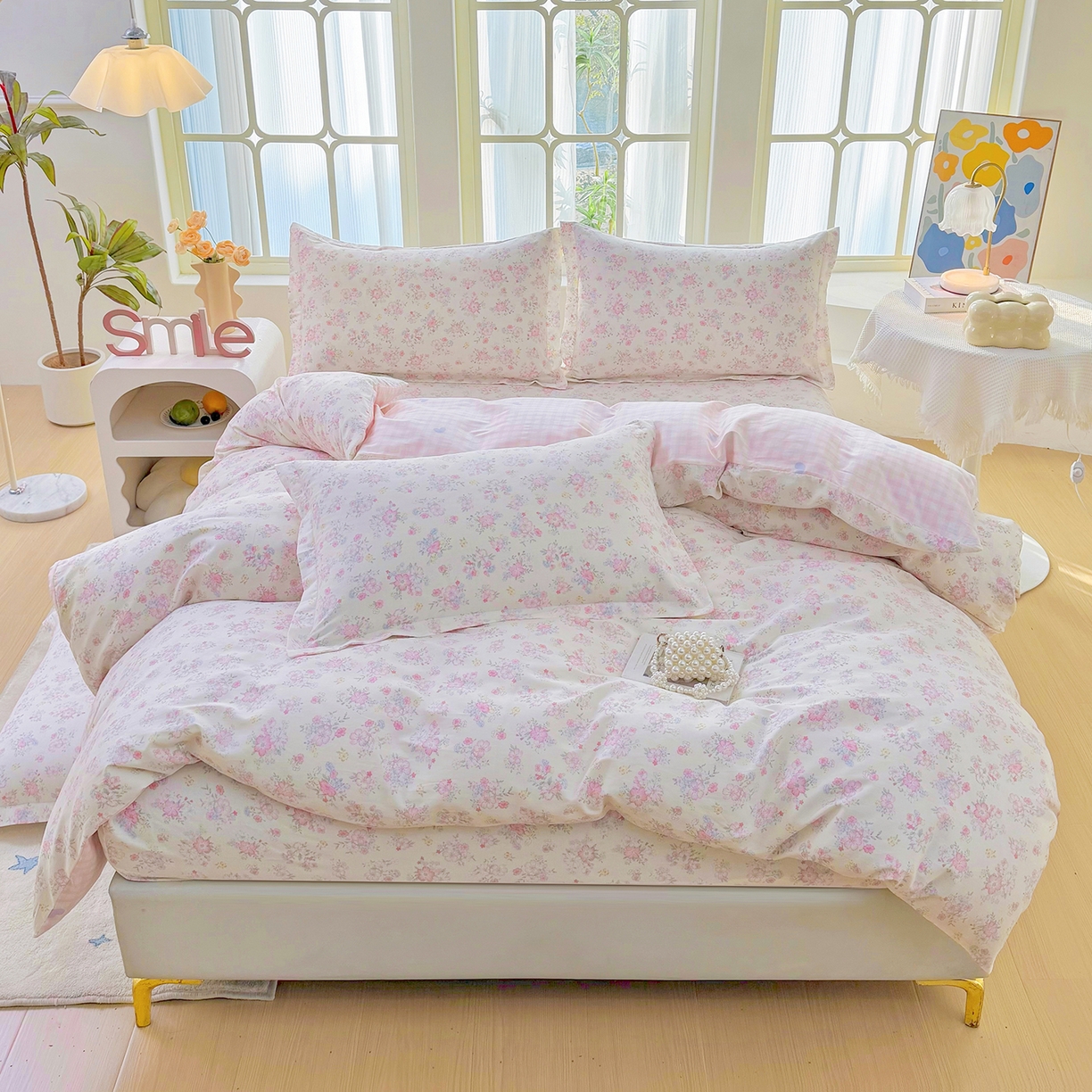 91家纺网 家纺一手货源 找家纺 安逸家纺 2026新款全棉纯棉印花12868系列-被套单件单被套 洛琳粉