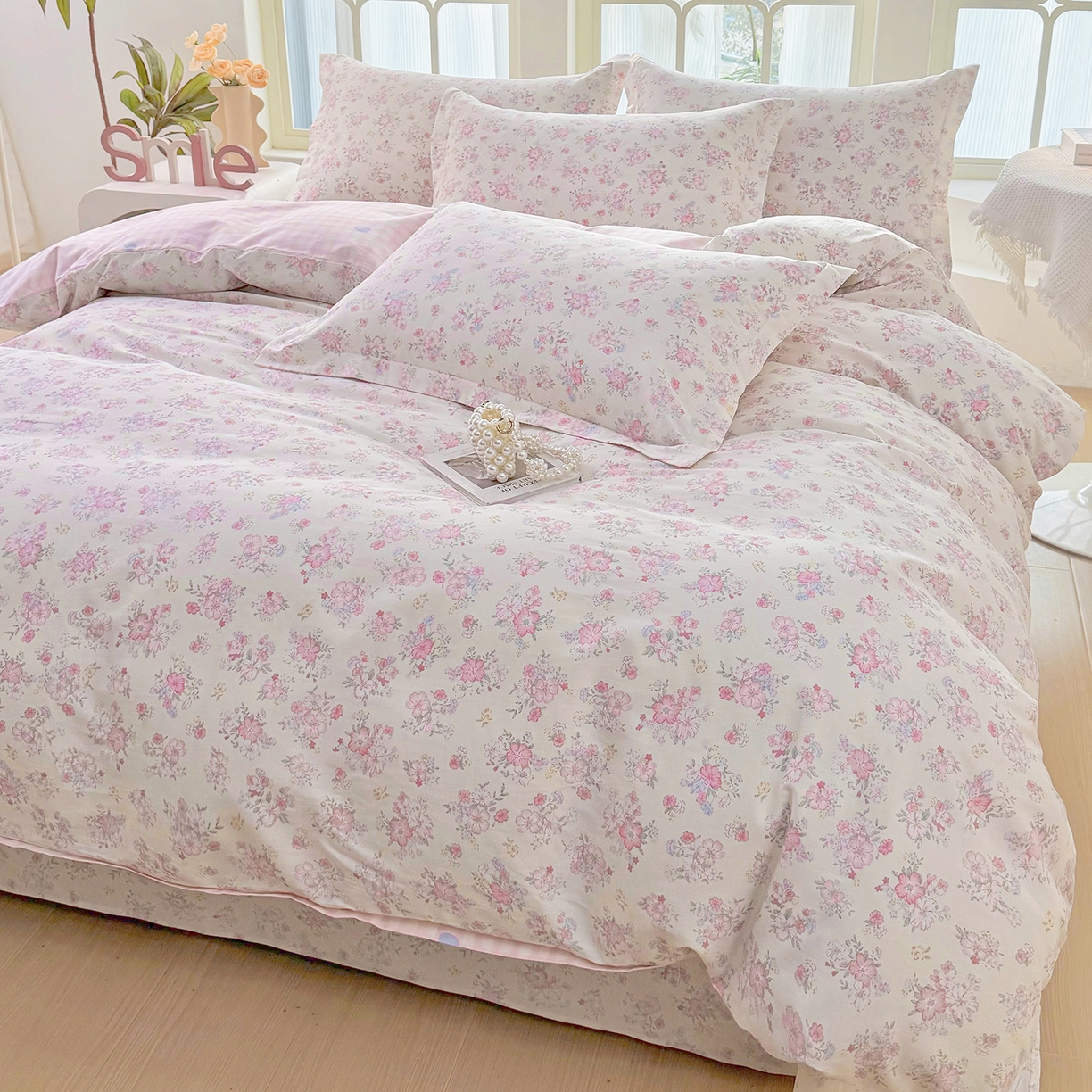 91家纺网 家纺一手货源 找家纺 安逸家纺 2026新款全棉纯棉印花12868系列-被套单件单被套 洛琳粉