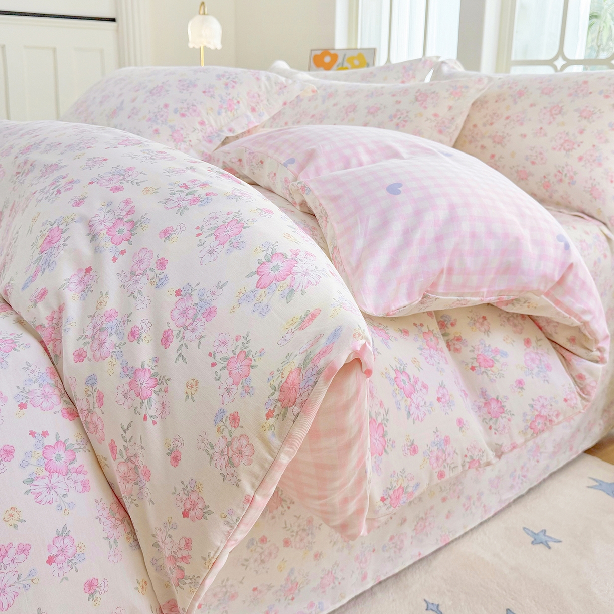 91家纺网 家纺一手货源 找家纺 安逸家纺 2026新款全棉纯棉印花12868系列-被套单件单被套 洛琳粉