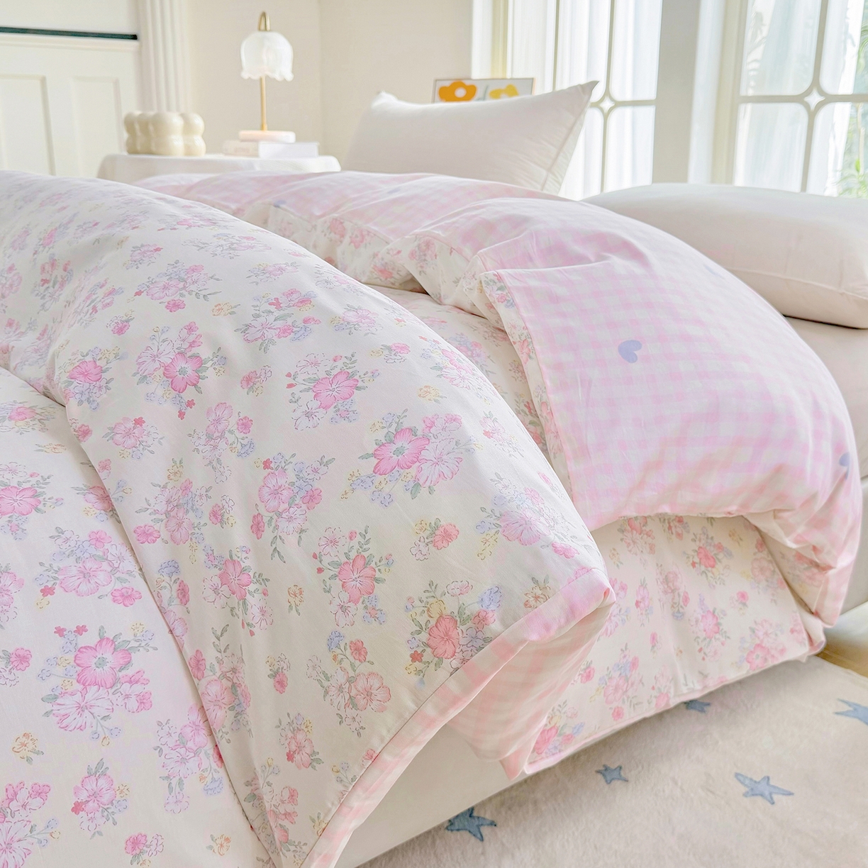 91家纺网 家纺一手货源 找家纺 安逸家纺 2026新款全棉纯棉印花12868系列-被套单件单被套 洛琳粉