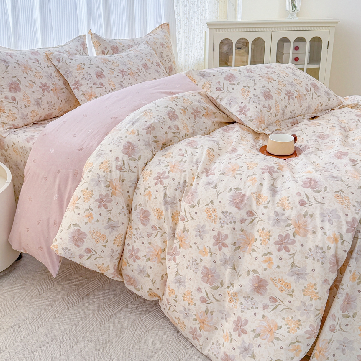 91家纺网 家纺一手货源 找家纺 安逸家纺 2026新款全棉纯棉印花12868系列-被套单件单被套 苏糖咖