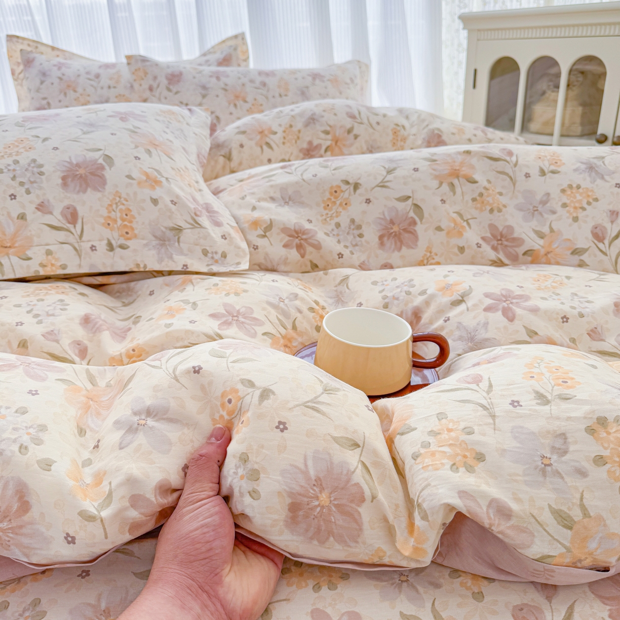 91家纺网 家纺一手货源 找家纺 安逸家纺 2026新款全棉纯棉印花12868系列-被套单件单被套 苏糖咖