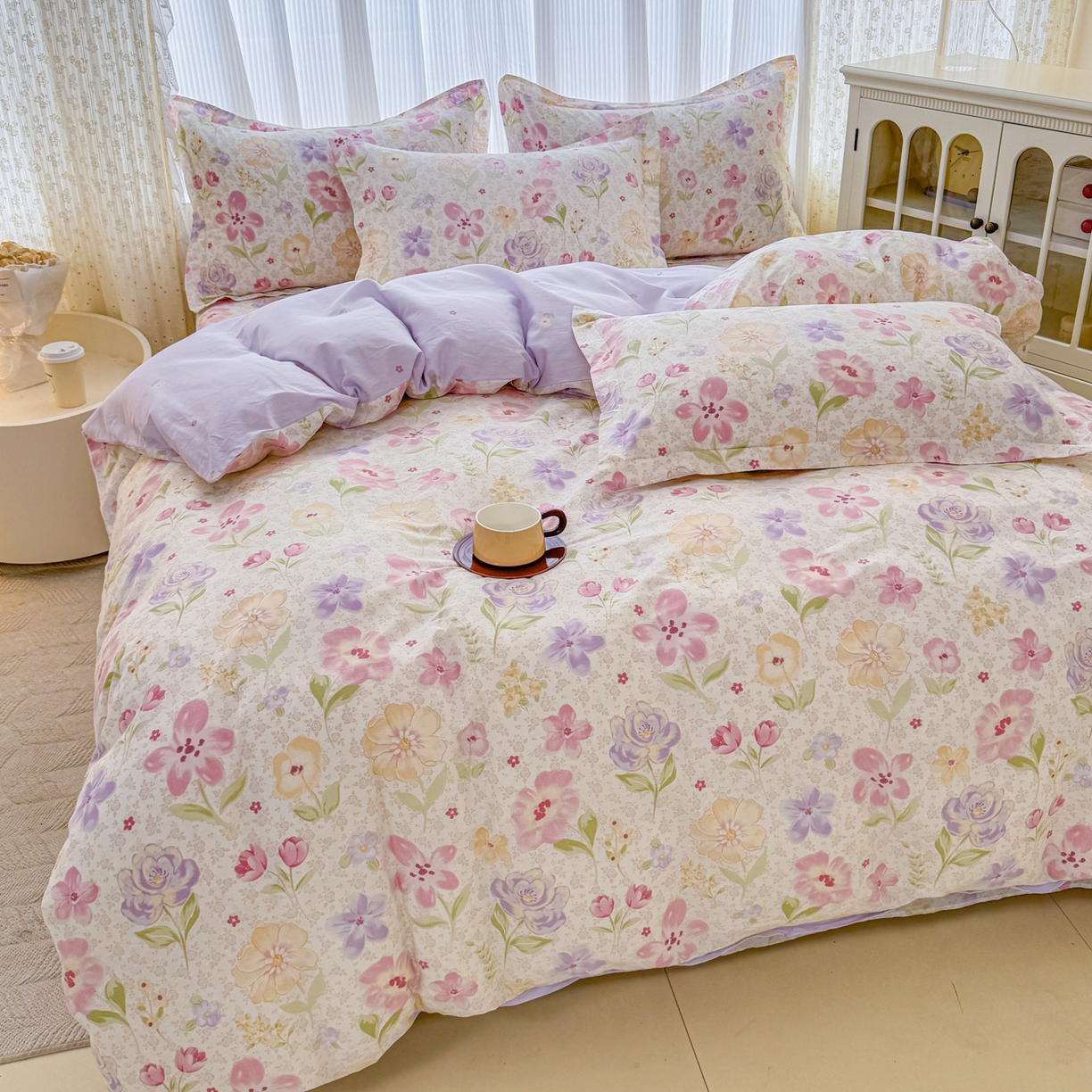 91家纺网 家纺一手货源 找家纺 安逸家纺 2026新款全棉纯棉印花12868系列-被套单件单被套 甜心花朵