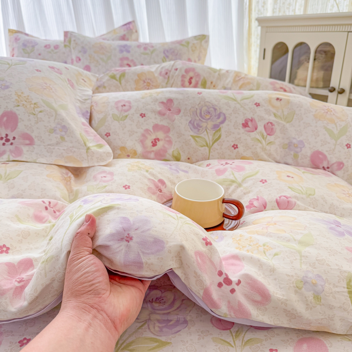 91家纺网 家纺一手货源 找家纺 安逸家纺 2026新款全棉纯棉印花12868系列-被套单件单被套 甜心花朵