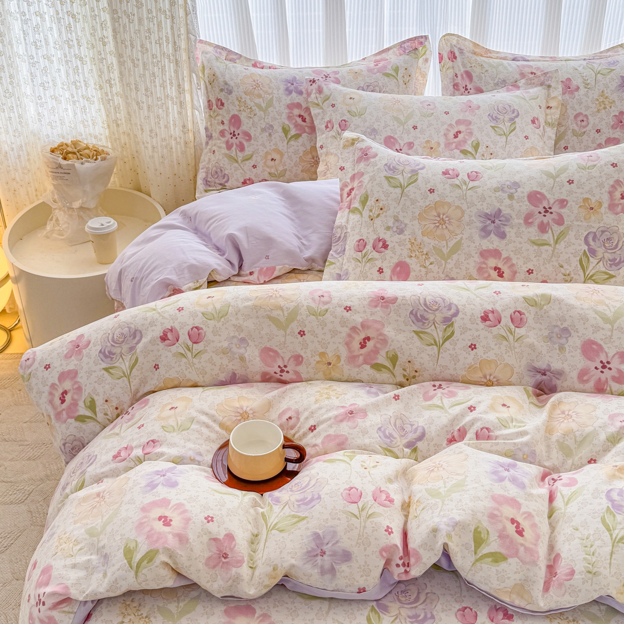 91家纺网 家纺一手货源 找家纺 安逸家纺 2026新款全棉纯棉印花12868系列-被套单件单被套 甜心花朵