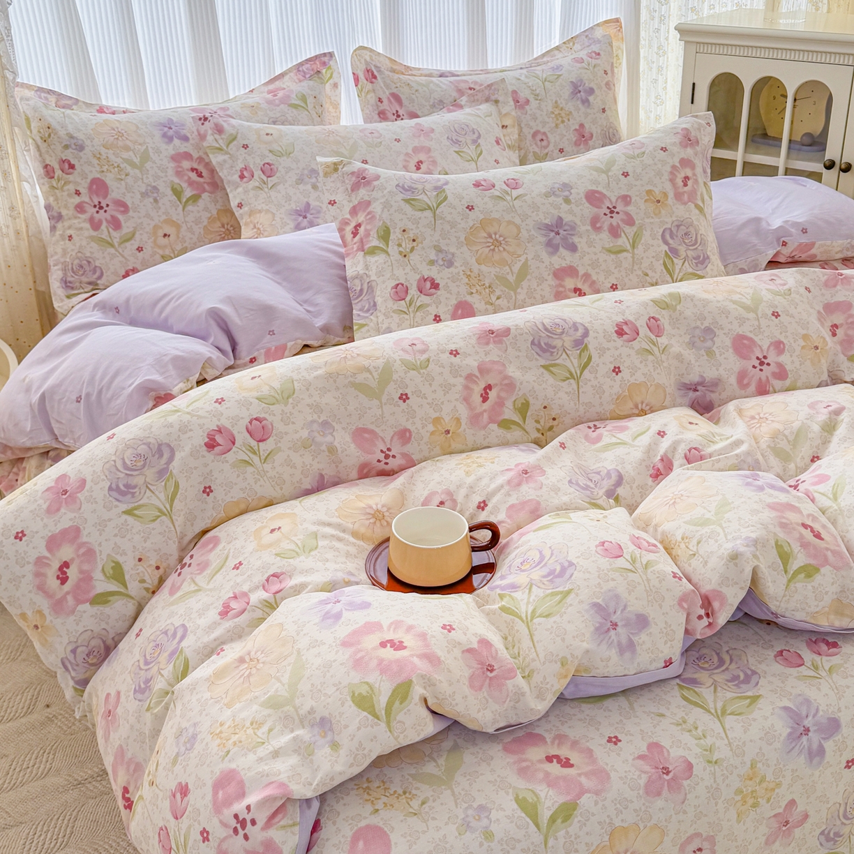 91家纺网 家纺一手货源 找家纺 安逸家纺 2026新款全棉纯棉印花12868系列-被套单件单被套 甜心花朵