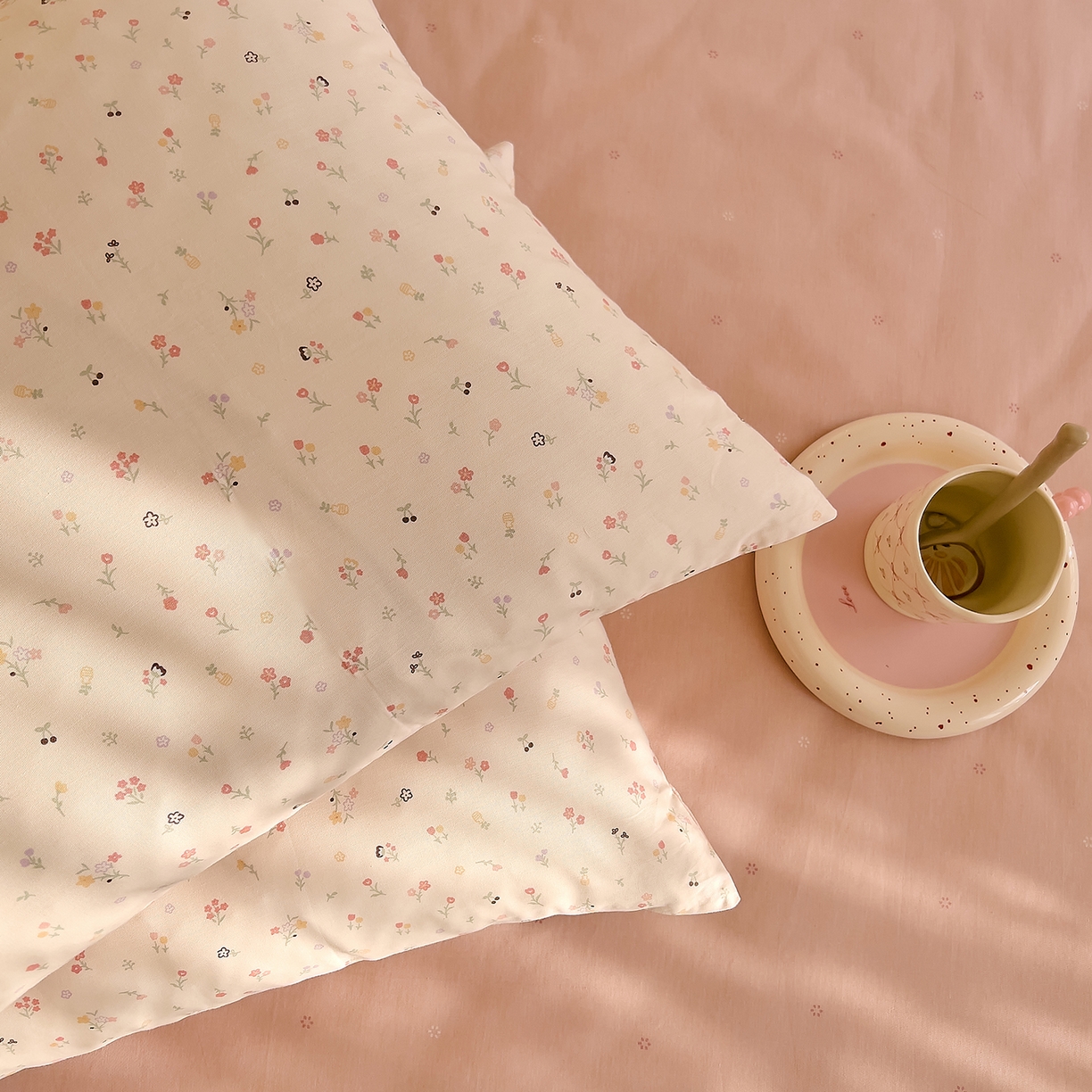 91家纺网 家纺一手货源 找家纺 DoDo 兜兜 2026新款全棉纯棉小碎花单枕套枕套单件单品枕套（可定做尺寸） 春之约-粉