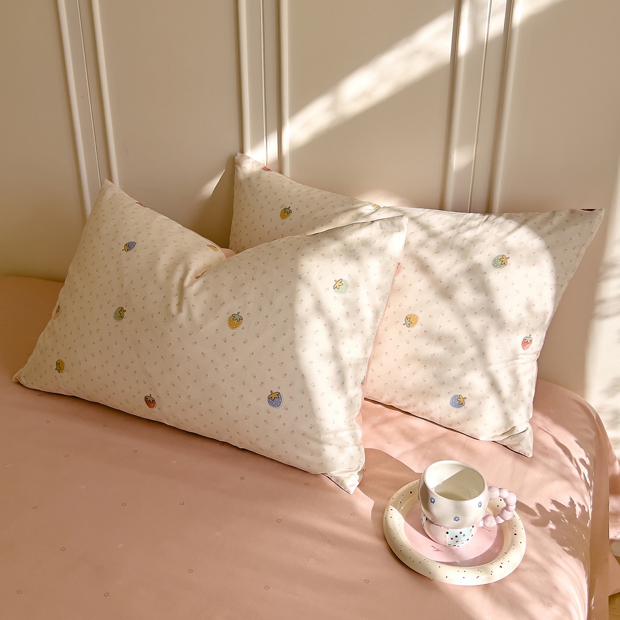 91家纺网 家纺一手货源 找家纺 DoDo 兜兜 2026新款全棉纯棉小碎花单枕套枕套单件单品枕套（可定做尺寸） 草莓谷