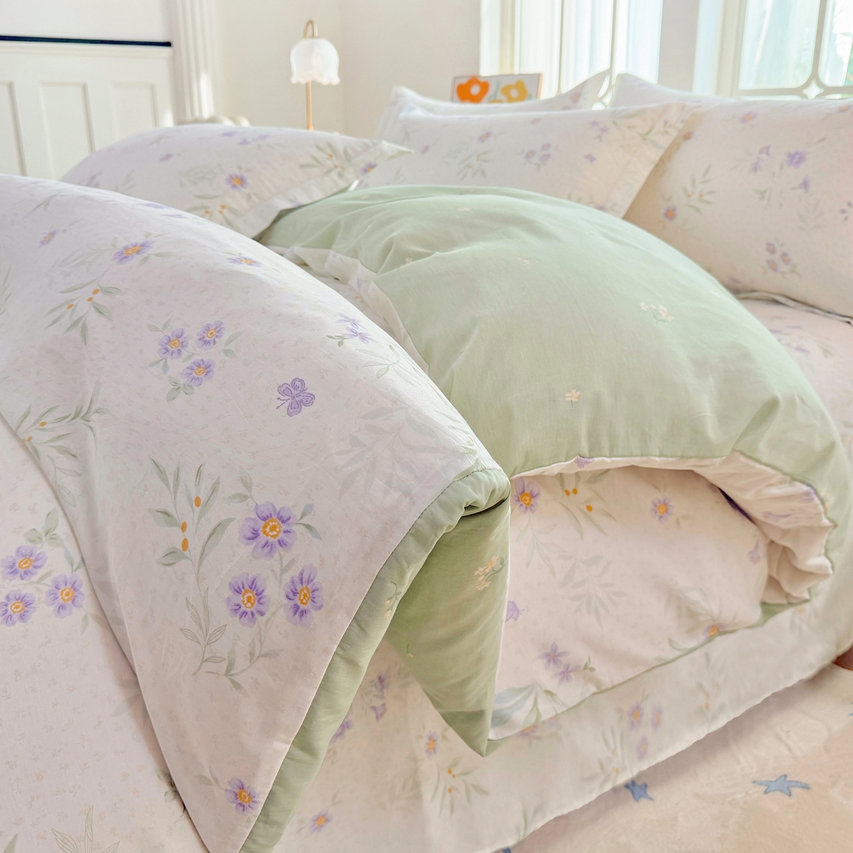 91家纺网 家纺一手货源 找家纺 安逸家纺 2026新款全棉纯棉印花12868系列-被套单件单被套 幽兰花梦