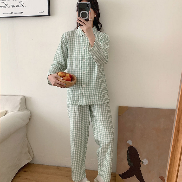 91家纺网 家纺一手货源 找家纺 （总）仰望棉麻双层纱供应链 2026新款糖果双层纱睡衣全棉色织提花