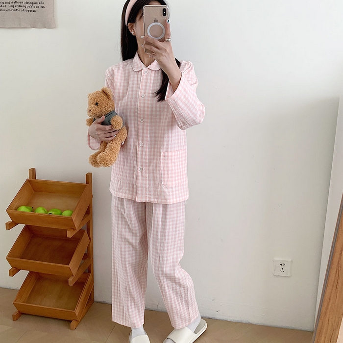 91家纺网 家纺一手货源 找家纺 （总）仰望棉麻双层纱供应链 2026新款糖果双层纱睡衣全棉色织提花