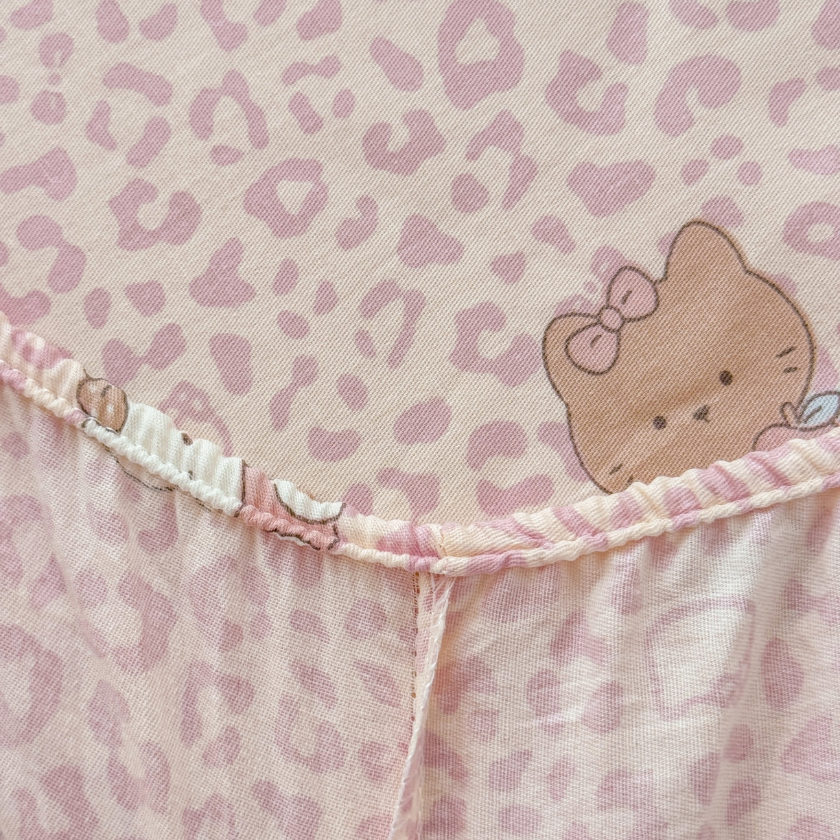 91家纺网 家纺一手货源 找家纺 安逸家纺 2026新款全棉纯棉印花12868系列-床笠单件单床笠 豹纹KT粉