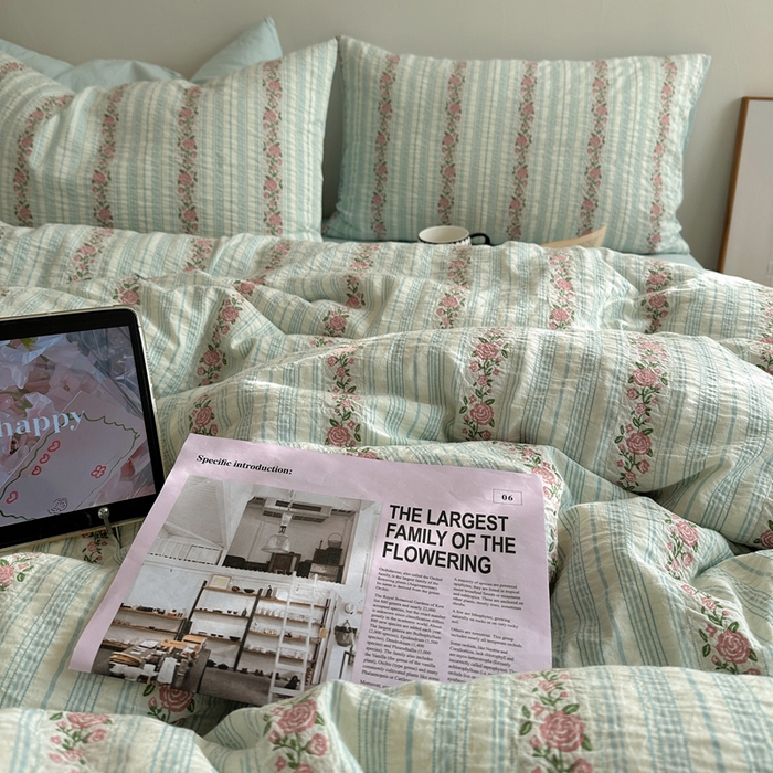 91家纺网 家纺一手货源 找家纺 （总）六巷胡同 2026新款韩系INS博主风40S全棉色织提花四件套