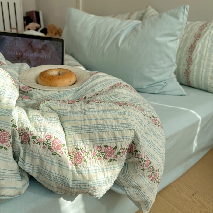 91家纺网 家纺一手货源 找家纺 （总）六巷胡同 2026新款韩系INS博主风40S全棉色织提花四件套