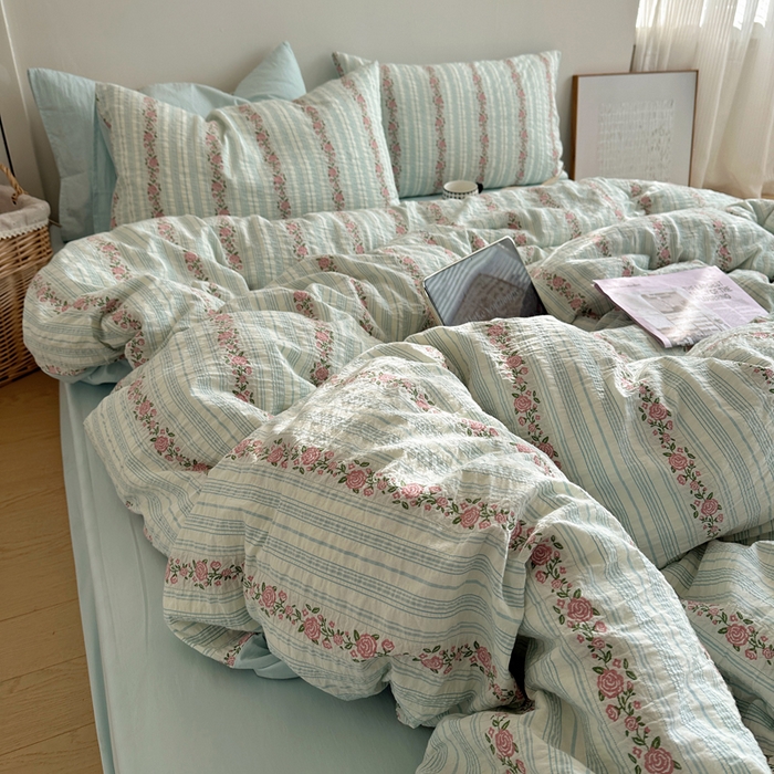 91家纺网 家纺一手货源 找家纺 （总）六巷胡同 2026新款韩系INS博主风40S全棉色织提花四件套