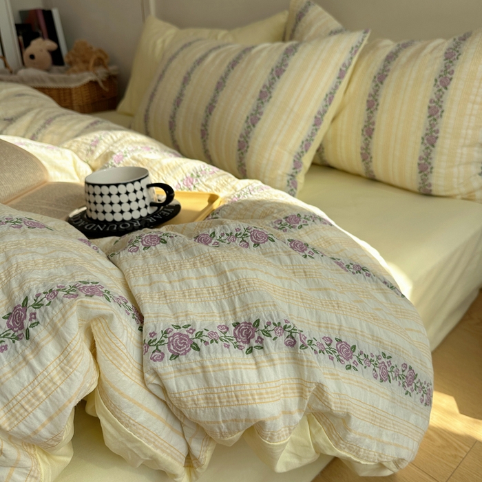 91家纺网 家纺一手货源 找家纺 （总）六巷胡同 2026新款韩系INS博主风40S全棉色织提花四件套