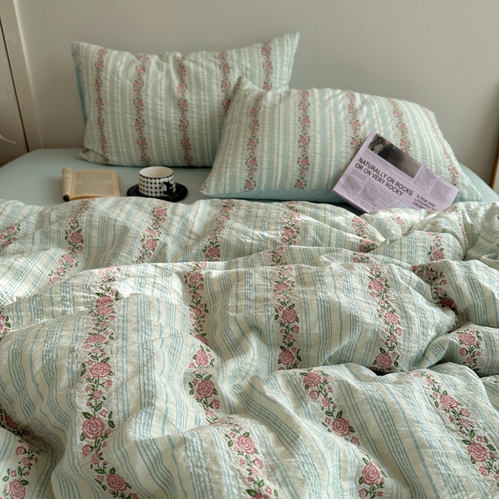 91家纺网 家纺一手货源 找家纺 （总）六巷胡同 2026新款韩系INS博主风40S全棉色织提花四件套