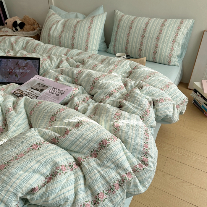 91家纺网 家纺一手货源 找家纺 （总）六巷胡同 2026新款韩系INS博主风40S全棉色织提花四件套