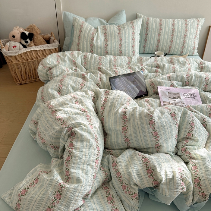 91家纺网 家纺一手货源 找家纺 （总）六巷胡同 2026新款韩系INS博主风40S全棉色织提花四件套