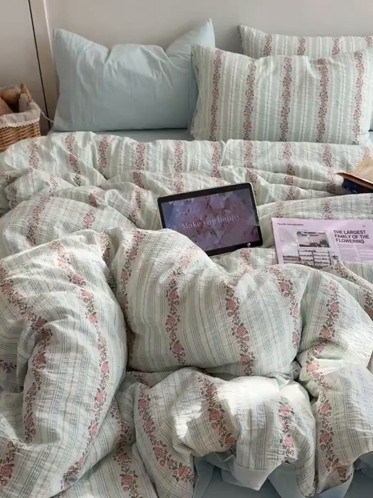 91家纺网 家纺一手货源 找家纺 （总）六巷胡同 2026新款韩系INS博主风40S全棉色织提花四件套