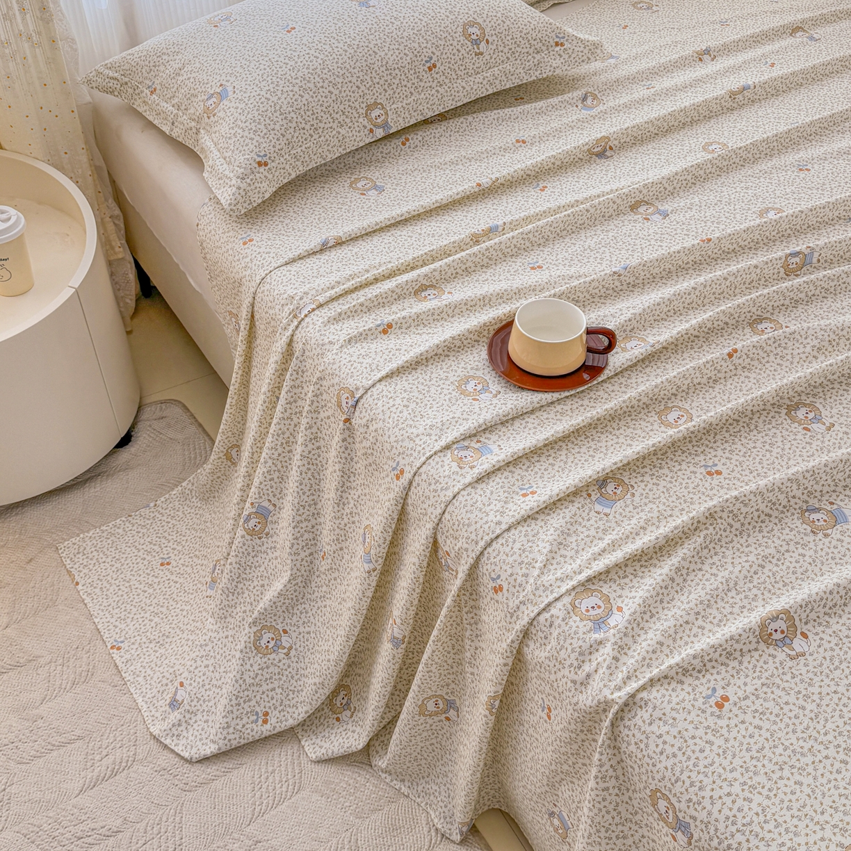 91家纺网 家纺一手货源 找家纺 安逸家纺 2026新款全棉纯棉印花12868系列-床单单件单床单 花园狮子狗