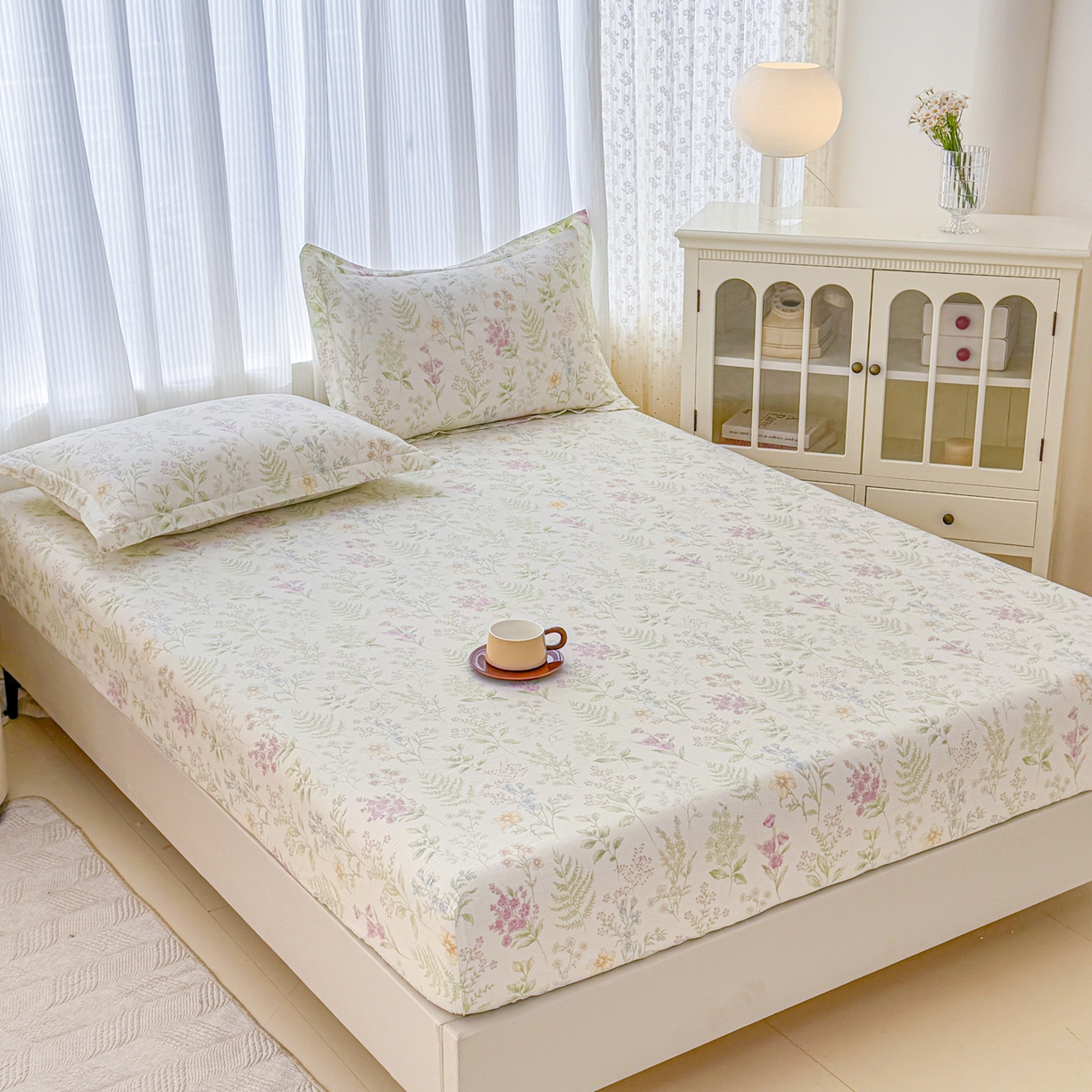 91家纺网 家纺一手货源 找家纺 安逸家纺 2026新款全棉纯棉印花12868系列-床笠单件单床笠 花田妙语