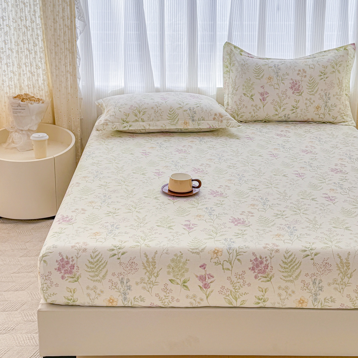 91家纺网 家纺一手货源 找家纺 安逸家纺 2026新款全棉纯棉印花12868系列-床笠单件单床笠 花田妙语