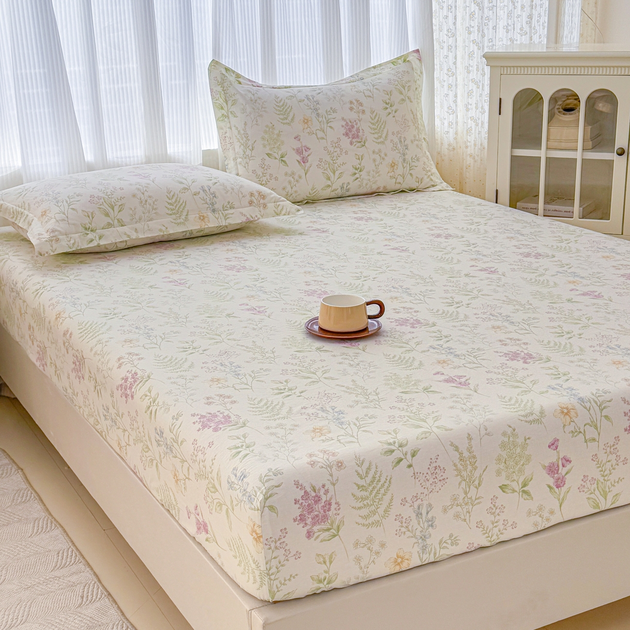 91家纺网 家纺一手货源 找家纺 安逸家纺 2026新款全棉纯棉印花12868系列-床笠单件单床笠 花田妙语