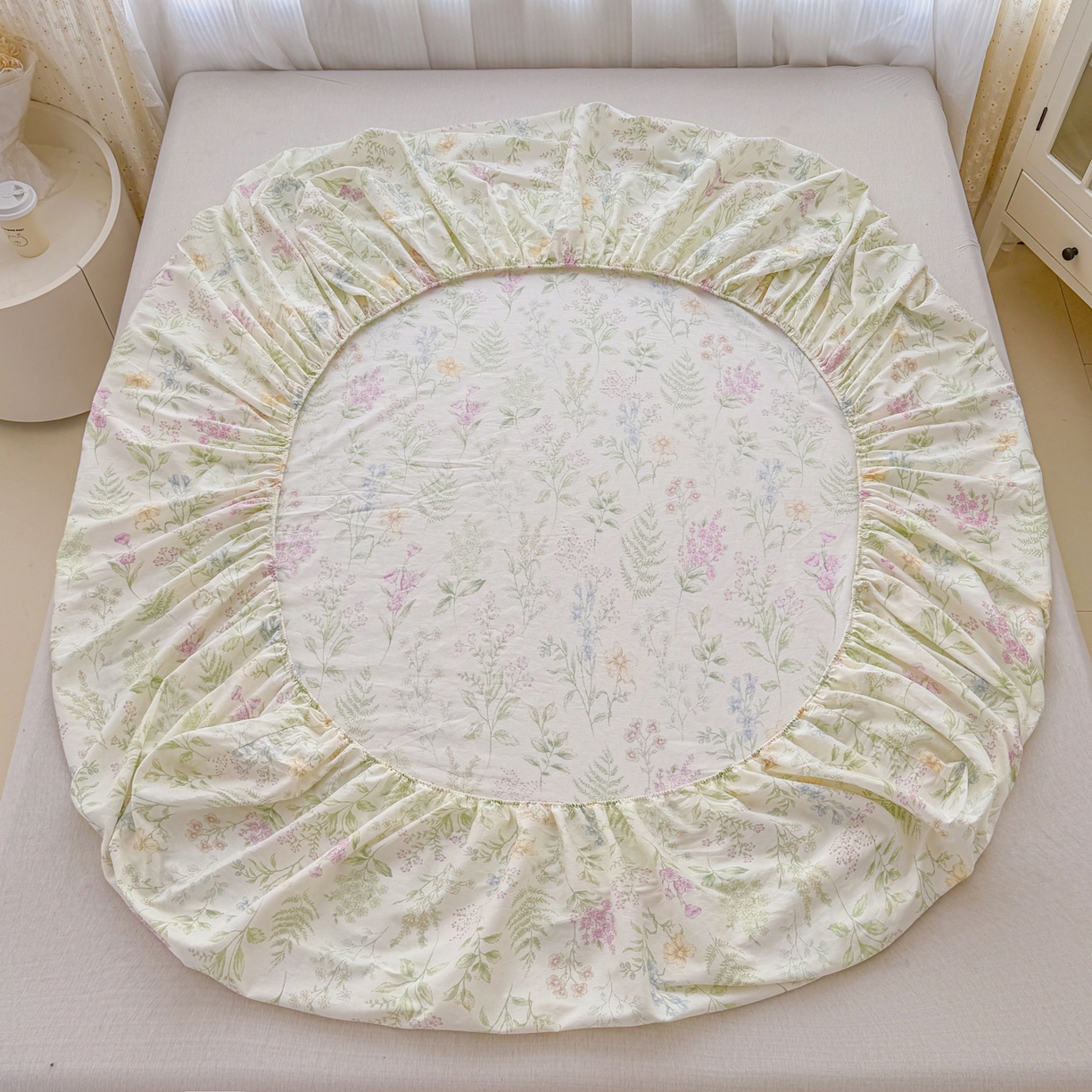 91家纺网 家纺一手货源 找家纺 安逸家纺 2026新款全棉纯棉印花12868系列-床笠单件单床笠 花田妙语