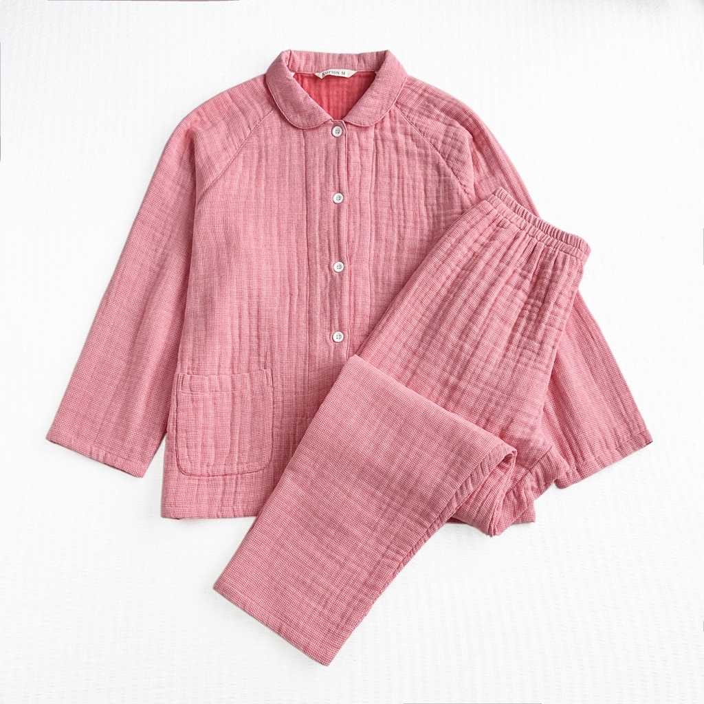 91家纺网 家纺一手货源 找家纺 （总）仰望棉麻双层纱供应链 2026新款糖果四层纱睡衣全棉色织精梳赛罗精密纺