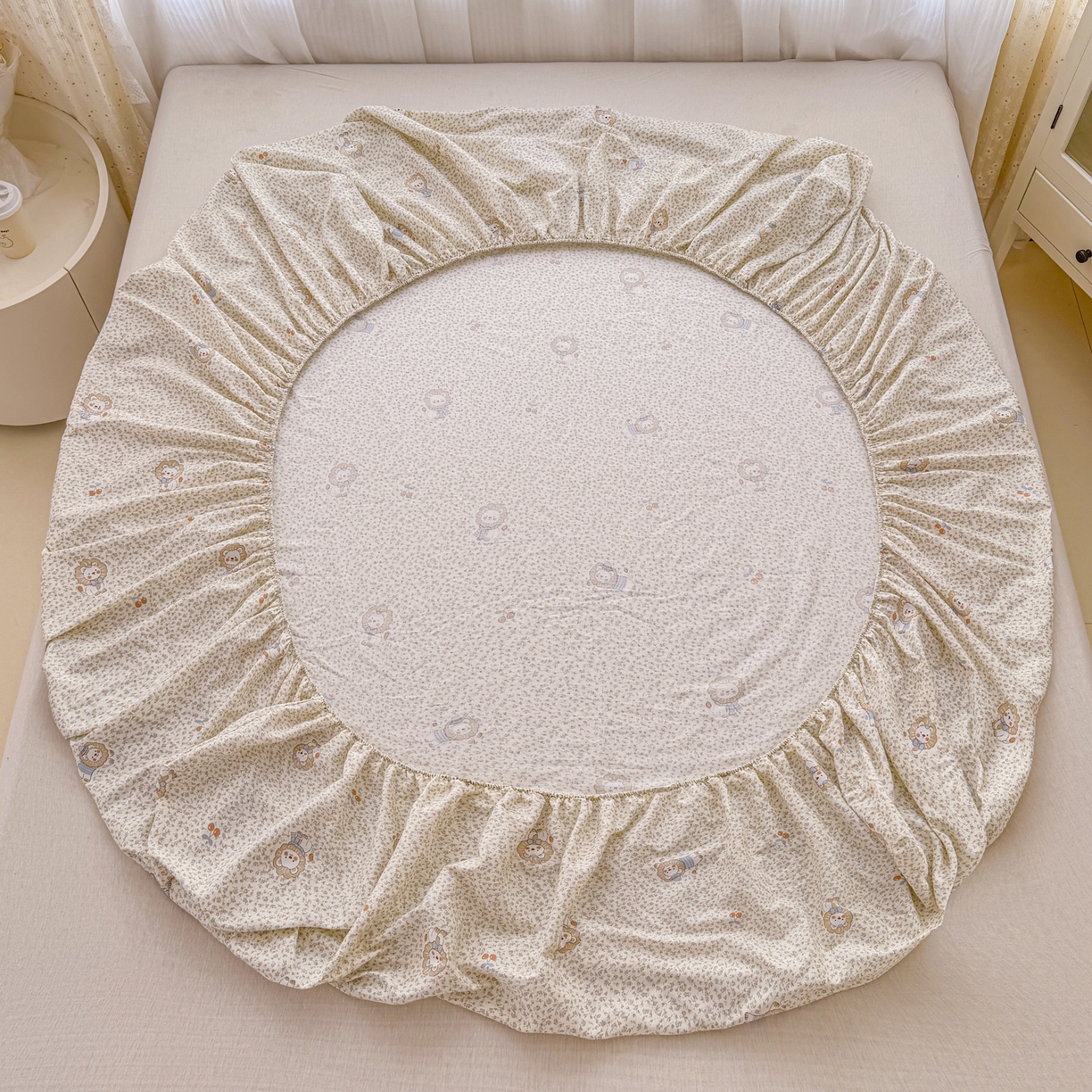 91家纺网 家纺一手货源 找家纺 安逸家纺 2026新款全棉纯棉印花12868系列-床笠单件单床笠 花园狮子狗