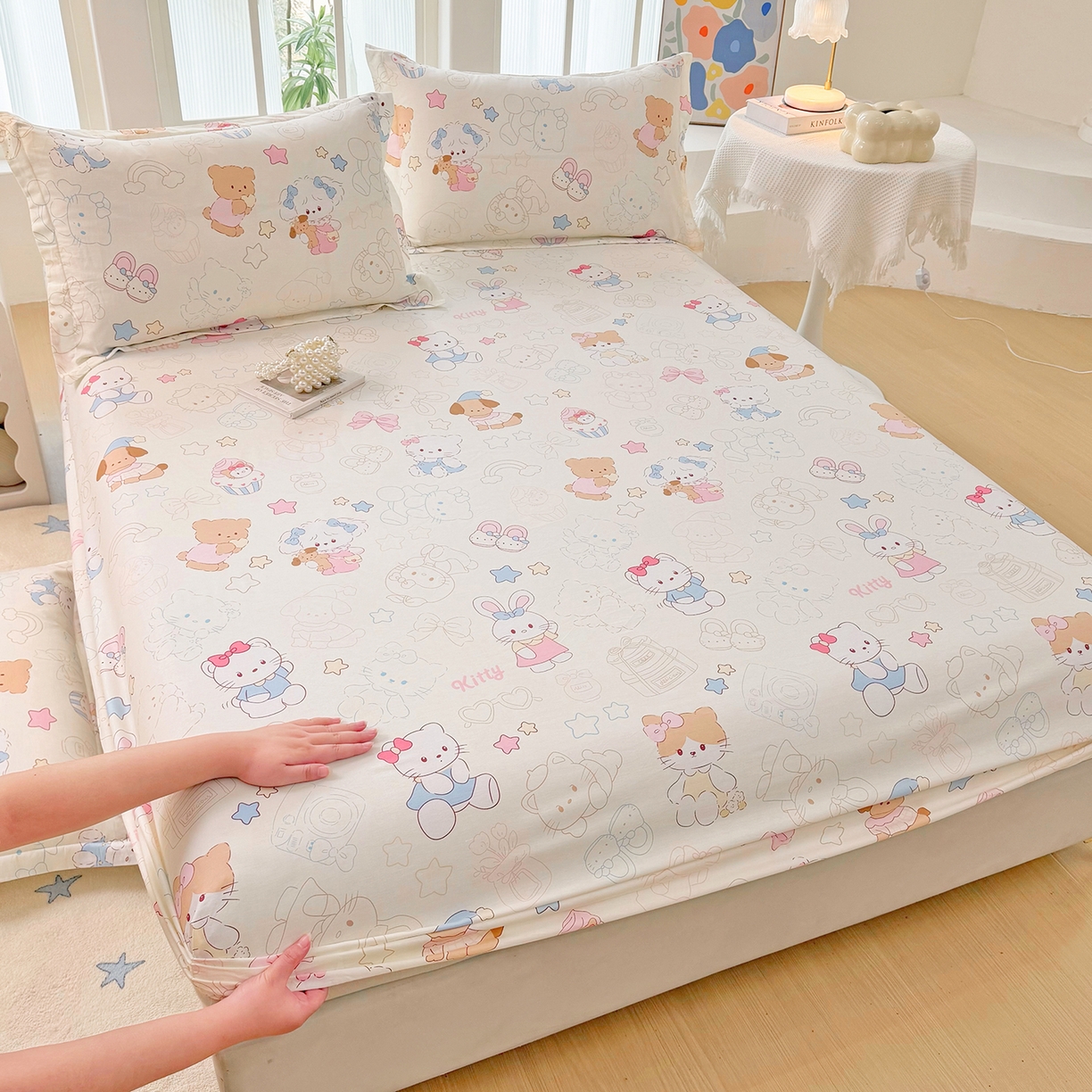 91家纺网 家纺一手货源 找家纺 安逸家纺 2026新款全棉纯棉印花12868系列-床笠单件单床笠 凯蒂宝贝