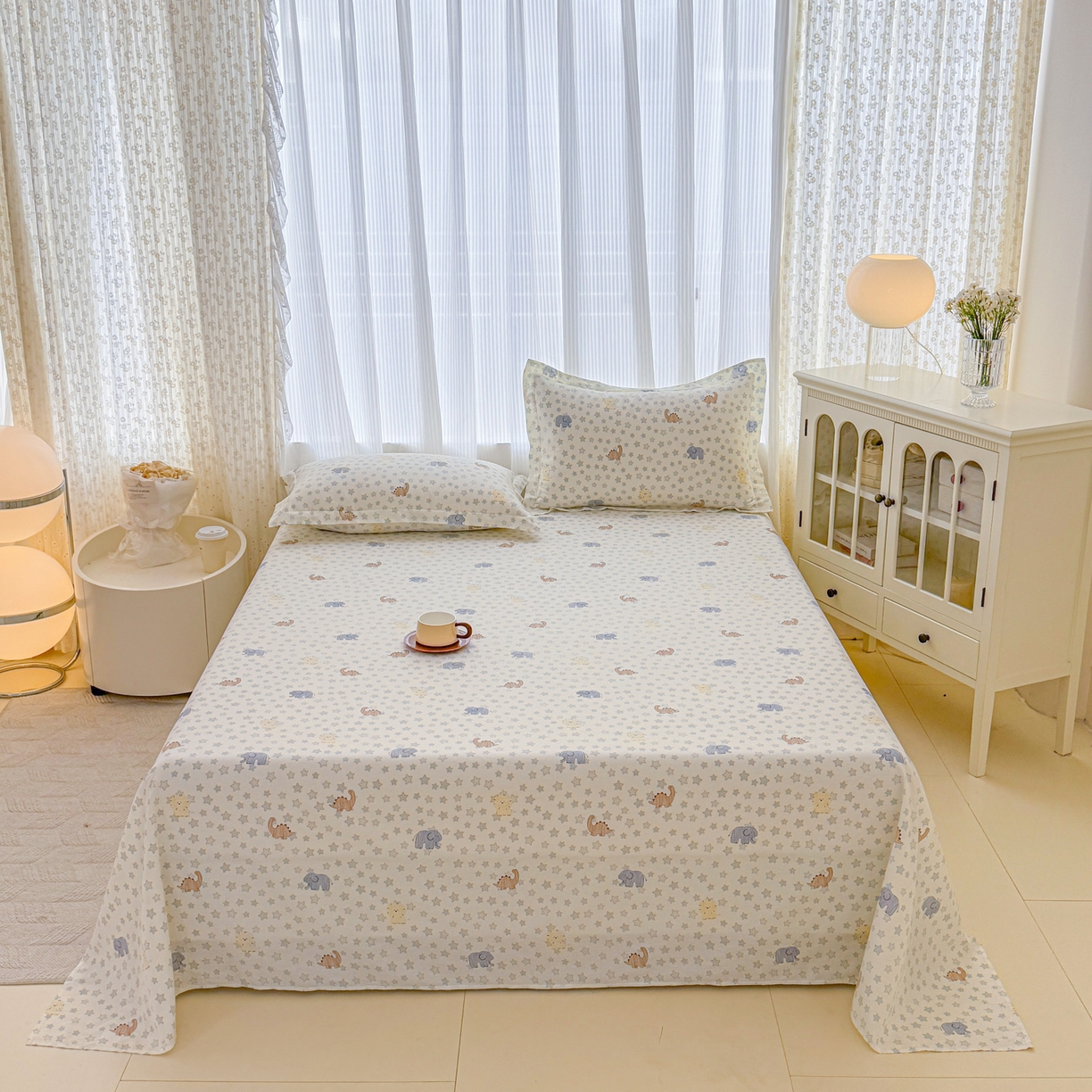 安逸家纺 2026新款全棉纯棉印花12868系列-床单单件单床单 蓝星动物园