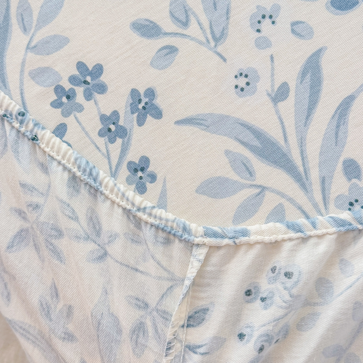 91家纺网 家纺一手货源 找家纺 安逸家纺 2026新款全棉纯棉印花12868系列-床笠单件单床笠 蓝沫