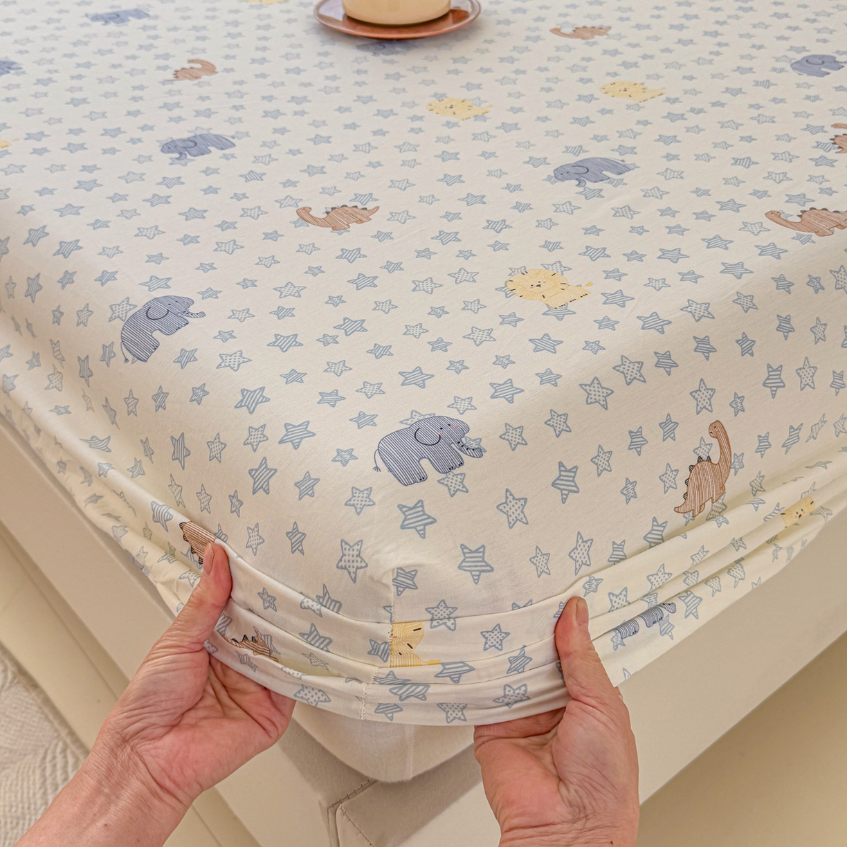 91家纺网 家纺一手货源 找家纺 安逸家纺 2026新款全棉纯棉印花12868系列-床笠单件单床笠 蓝星动物园