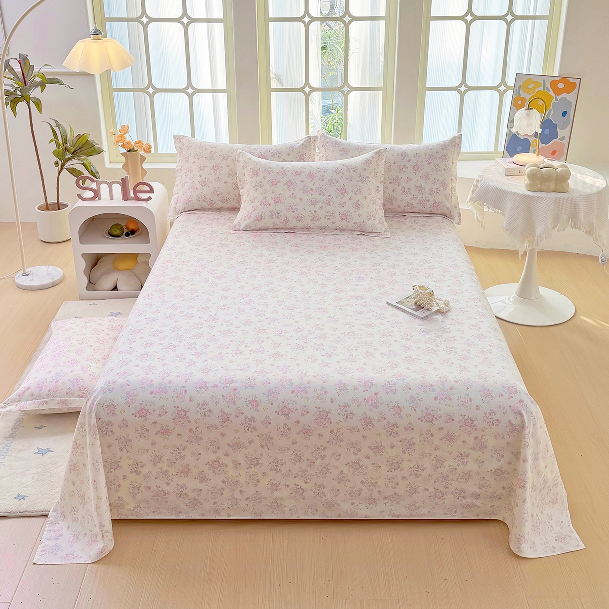 安逸家纺 2026新款全棉纯棉印花12868系列-床单单件单床单 洛琳粉