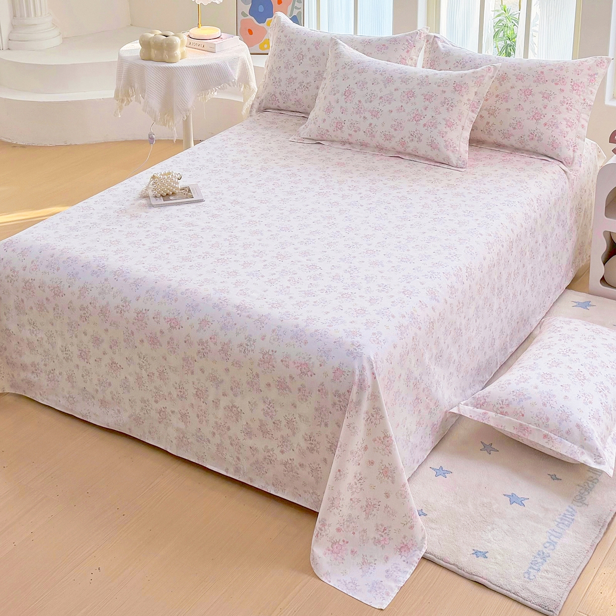 91家纺网 家纺一手货源 找家纺 安逸家纺 2026新款全棉纯棉印花12868系列-床单单件单床单 洛琳粉