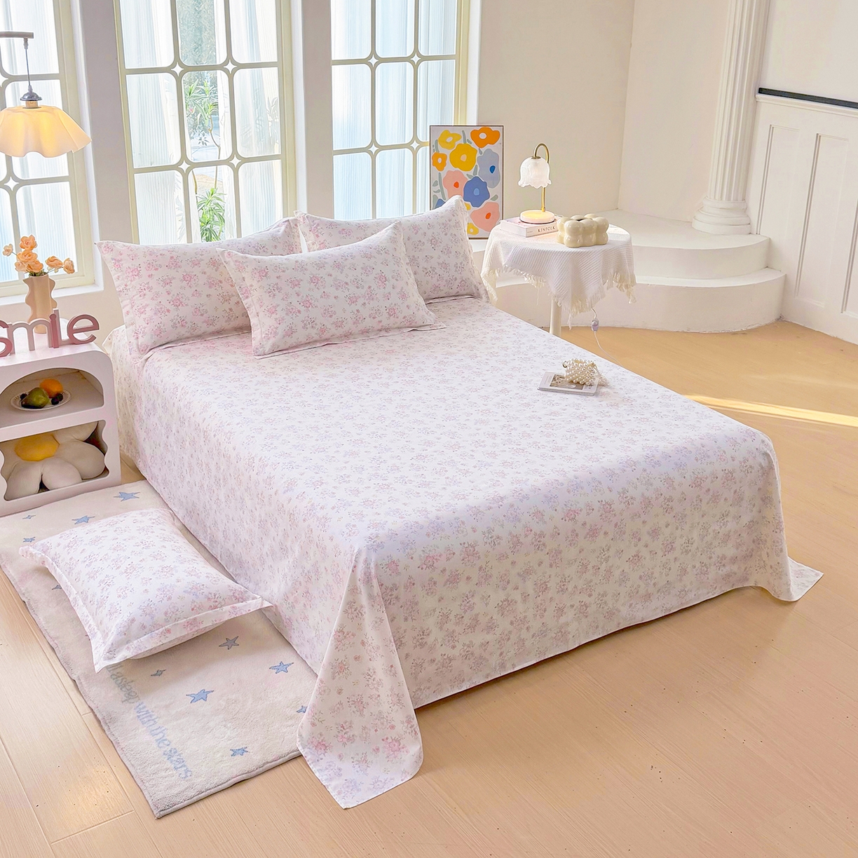 91家纺网 家纺一手货源 找家纺 安逸家纺 2026新款全棉纯棉印花12868系列-床单单件单床单 洛琳粉