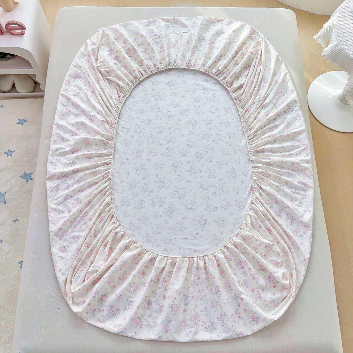 91家纺网 家纺一手货源 找家纺 安逸家纺 2026新款全棉纯棉印花12868系列-床笠单件单床笠 洛琳粉