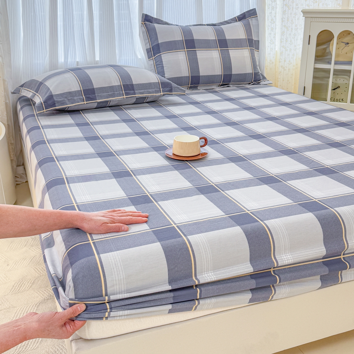 91家纺网 家纺一手货源 找家纺 安逸家纺 2026新款全棉纯棉印花12868系列-床笠单件单床笠 梦幻格