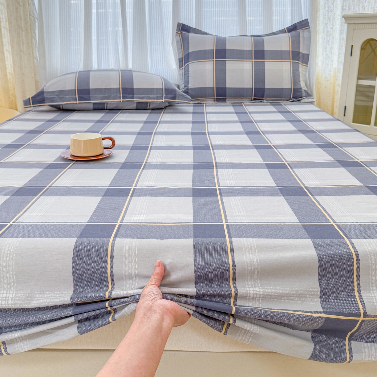 91家纺网 家纺一手货源 找家纺 安逸家纺 2026新款全棉纯棉印花12868系列-床笠单件单床笠 梦幻格