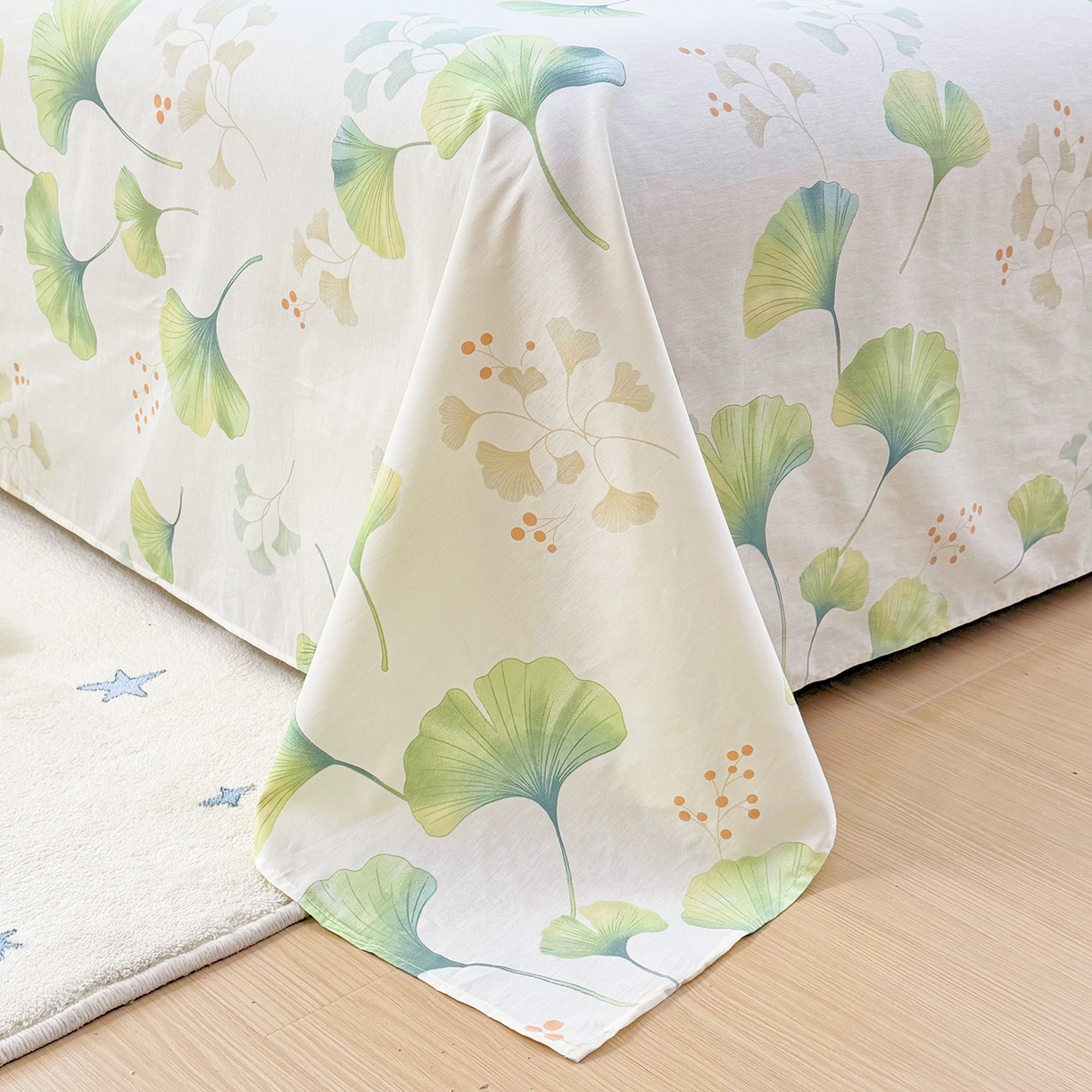 91家纺网 家纺一手货源 找家纺 安逸家纺 2026新款全棉纯棉印花12868系列-床单单件单床单 青绿银杏