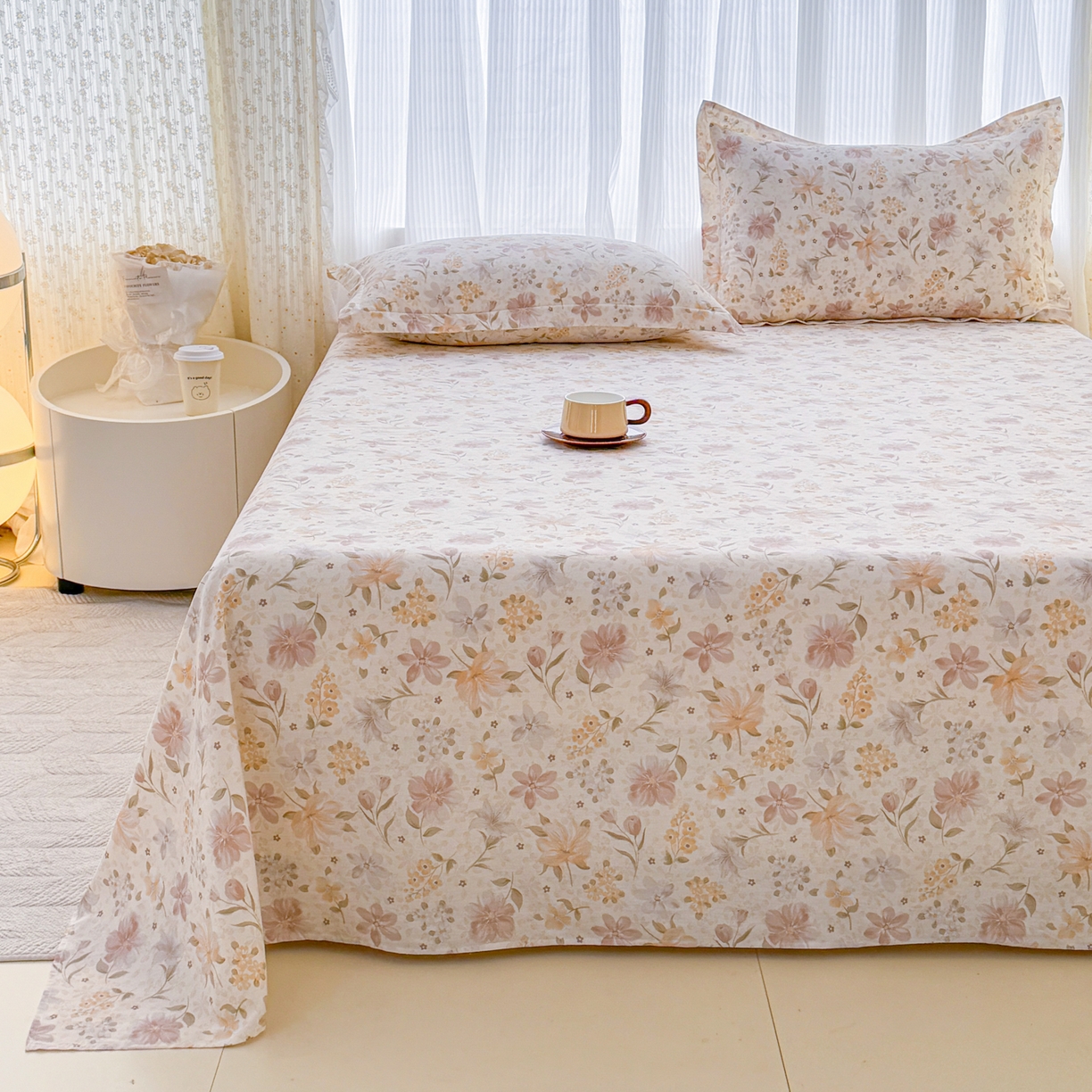 91家纺网 家纺一手货源 找家纺 安逸家纺 2026新款全棉纯棉印花12868系列-床单单件单床单 苏糖咖