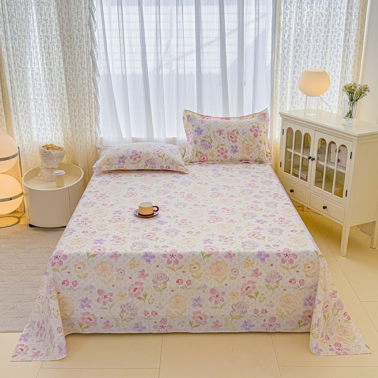 安逸家纺 2026新款全棉纯棉印花12868系列-床单单件单床单 甜心花朵