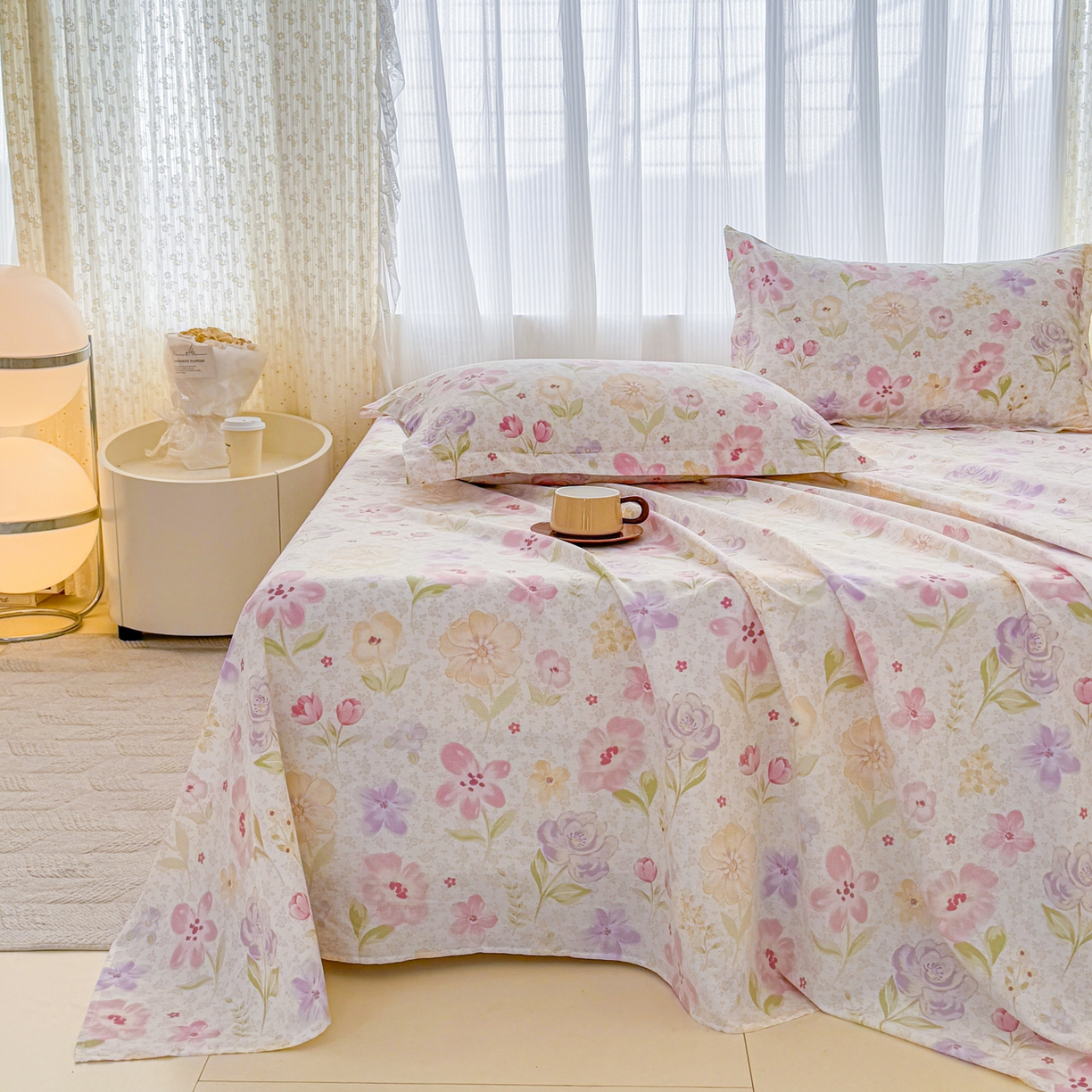 91家纺网 家纺一手货源 找家纺 安逸家纺 2026新款全棉纯棉印花12868系列-床单单件单床单 甜心花朵