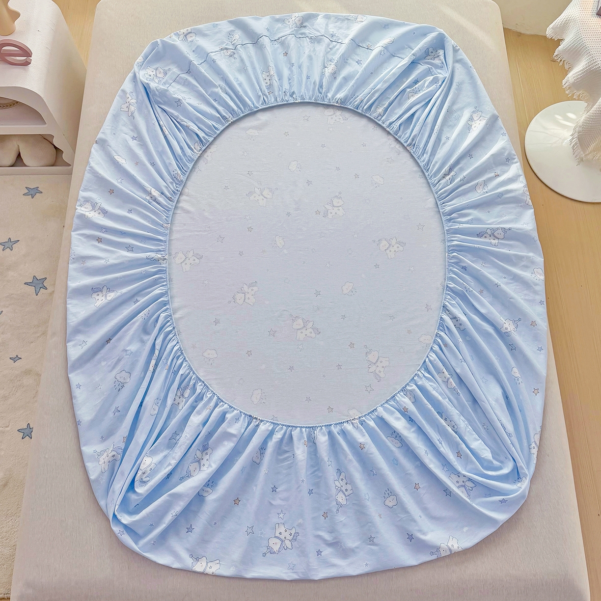 91家纺网 家纺一手货源 找家纺 安逸家纺 2026新款全棉纯棉印花12868系列-床笠单件单床笠 星星独角兽